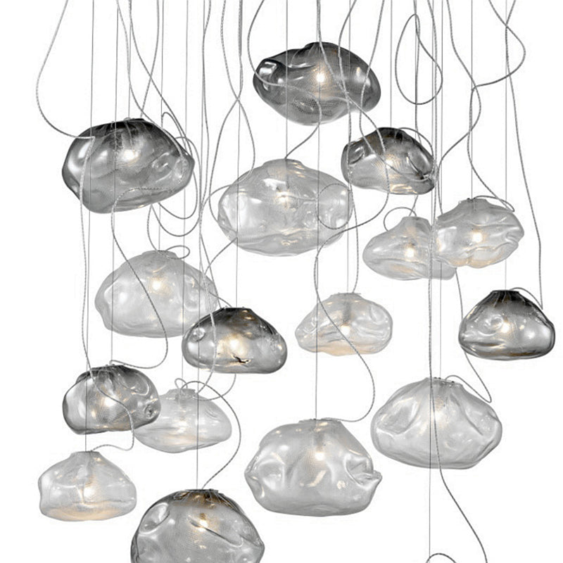 Lámpara de vidrio colgante con forma de colgante en forma de nube de estilo de diseñador lámpara de trabajo de restaurantes de 1 luces