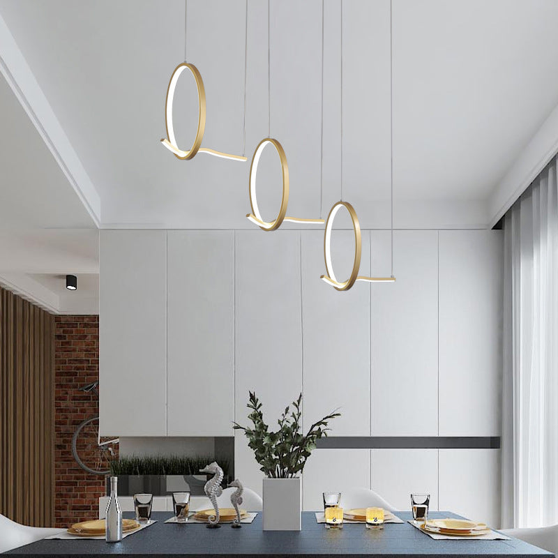 LED-Cluster-Ring-Anhänger Beleuchtung minimalistischer Metall 3-Kopf-Esszimmer Hängende Leuchte