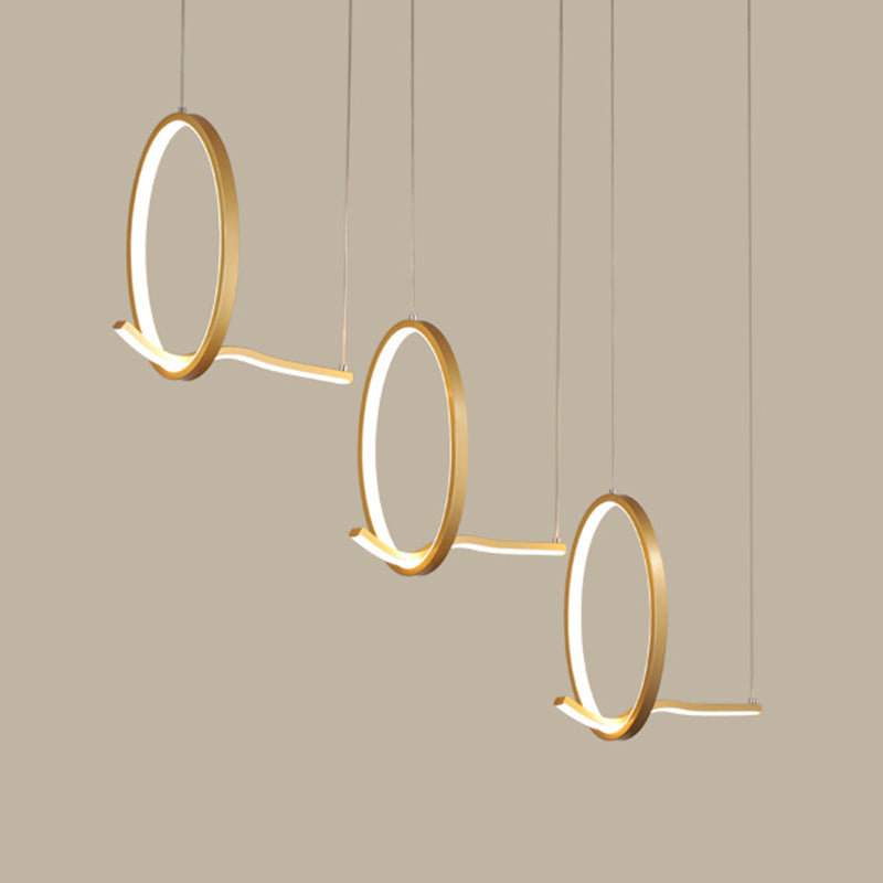 LED-Cluster-Ring-Anhänger Beleuchtung minimalistischer Metall 3-Kopf-Esszimmer Hängende Leuchte
