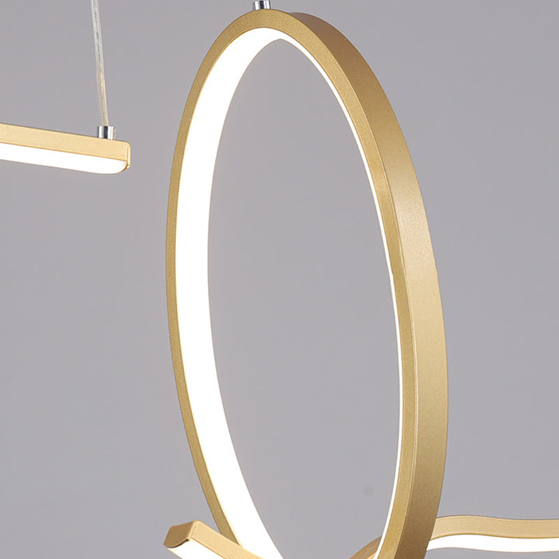 LED-Cluster-Ring-Anhänger Beleuchtung minimalistischer Metall 3-Kopf-Esszimmer Hängende Leuchte