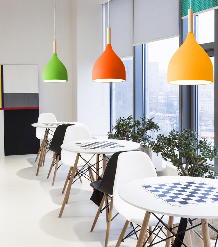 Macaron Water Drop Shaped Pendant Metallic 1-Light Dinner Suspended Lighting Fixture