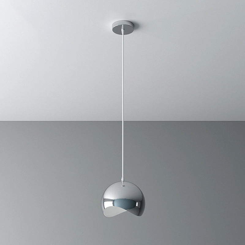 Sospensione geometrica in stile postmoderno Metal 1 Lampadina sala da pranzo a sospensione in argento