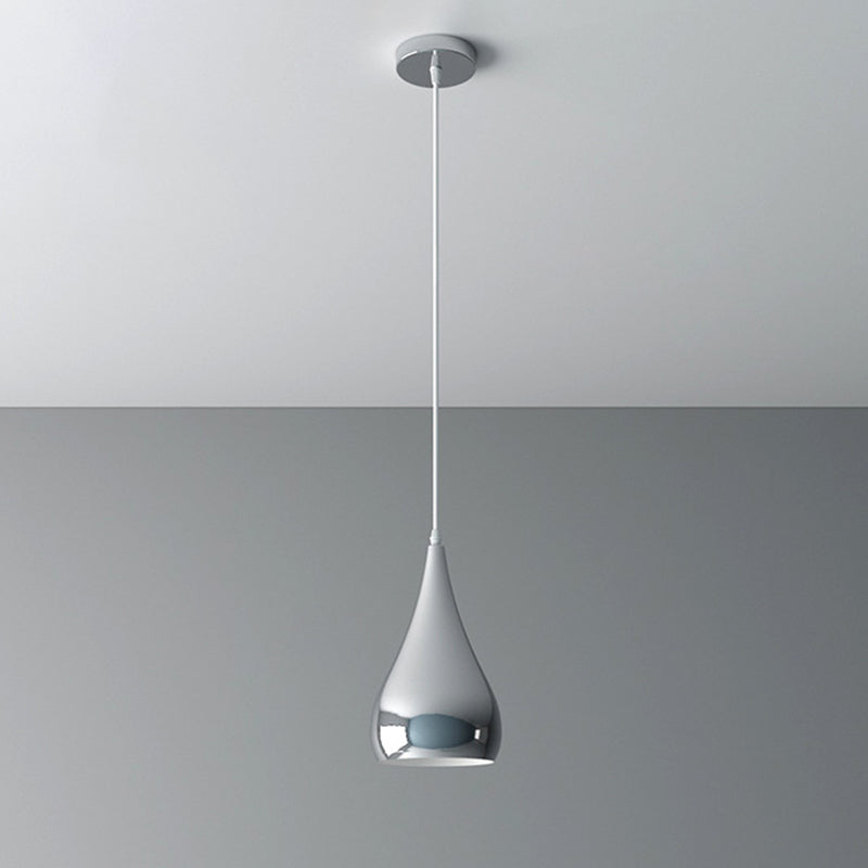 Sospensione geometrica in stile postmoderno Metal 1 Lampadina sala da pranzo a sospensione in argento