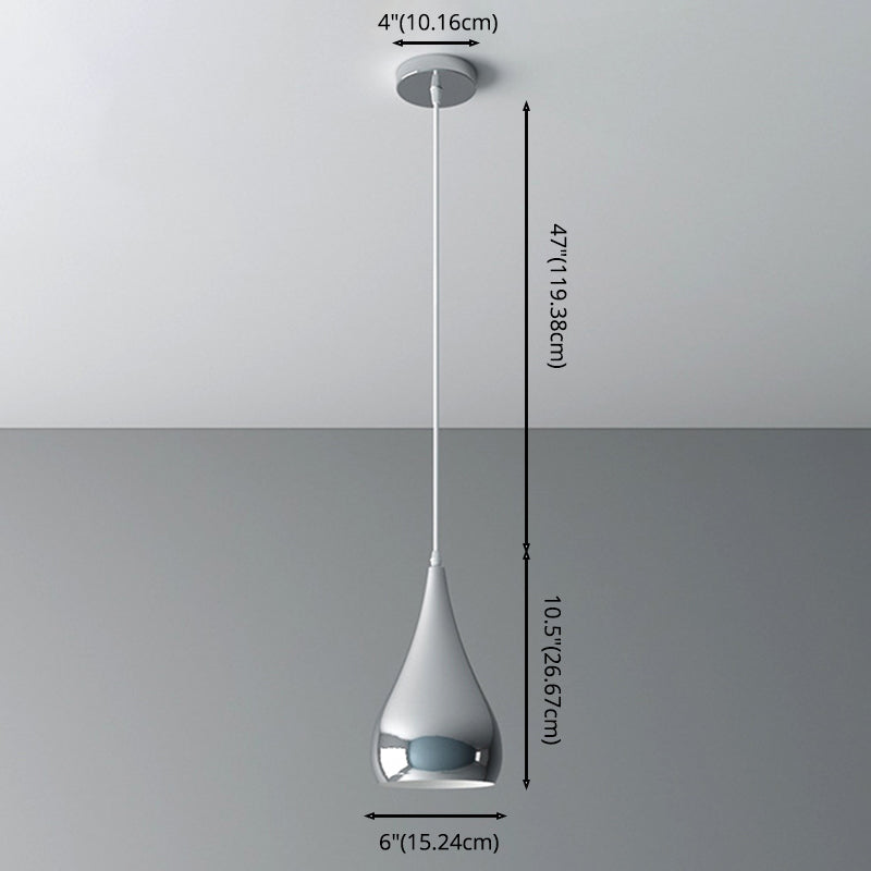 Sospensione geometrica in stile postmoderno Metal 1 Lampadina sala da pranzo a sospensione in argento
