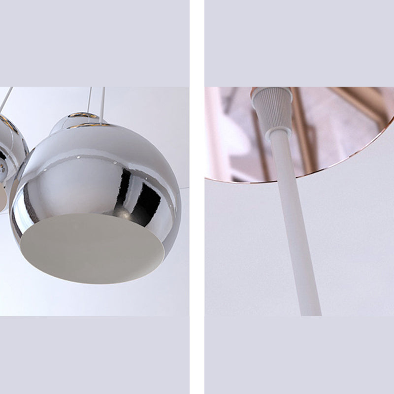 Sospensione geometrica in stile postmoderno Metal 1 Lampadina sala da pranzo a sospensione in argento