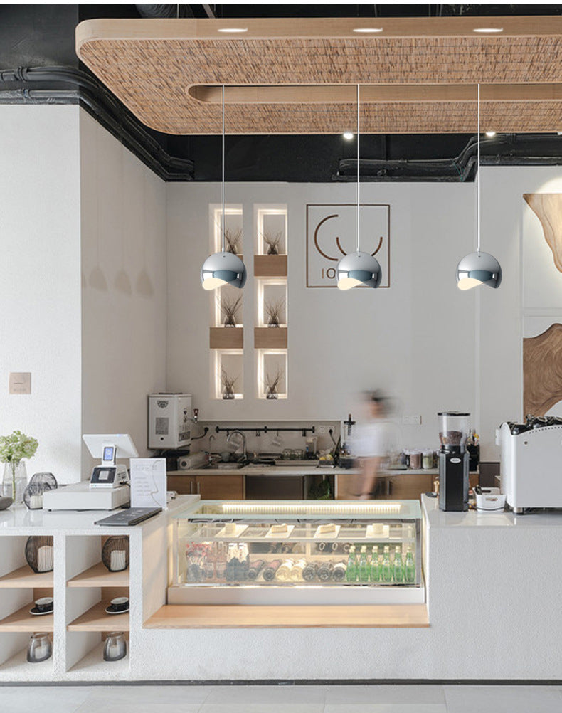 Sospensione geometrica in stile postmoderno Metal 1 Lampadina sala da pranzo a sospensione in argento