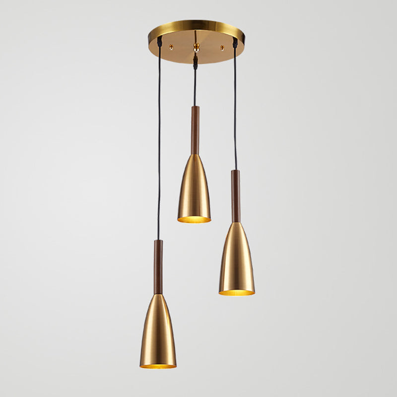 Gold Plated 3-Light Pendant Light Post-modern Metal Hanging Light Fixture for Dining Room