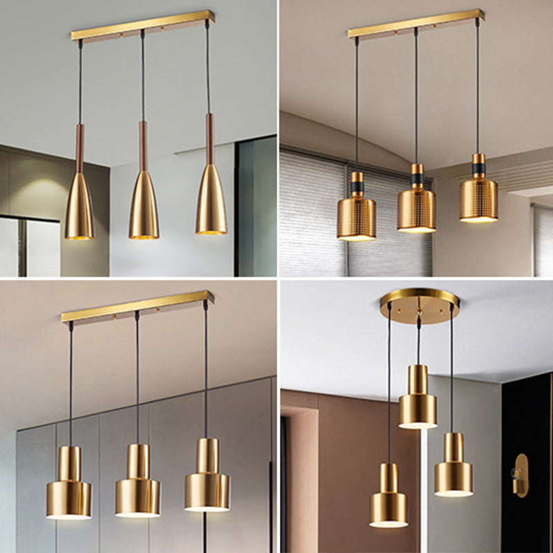 Gold Plated 3-Light Pendant Light Post-modern Metal Hanging Light Fixture for Dining Room
