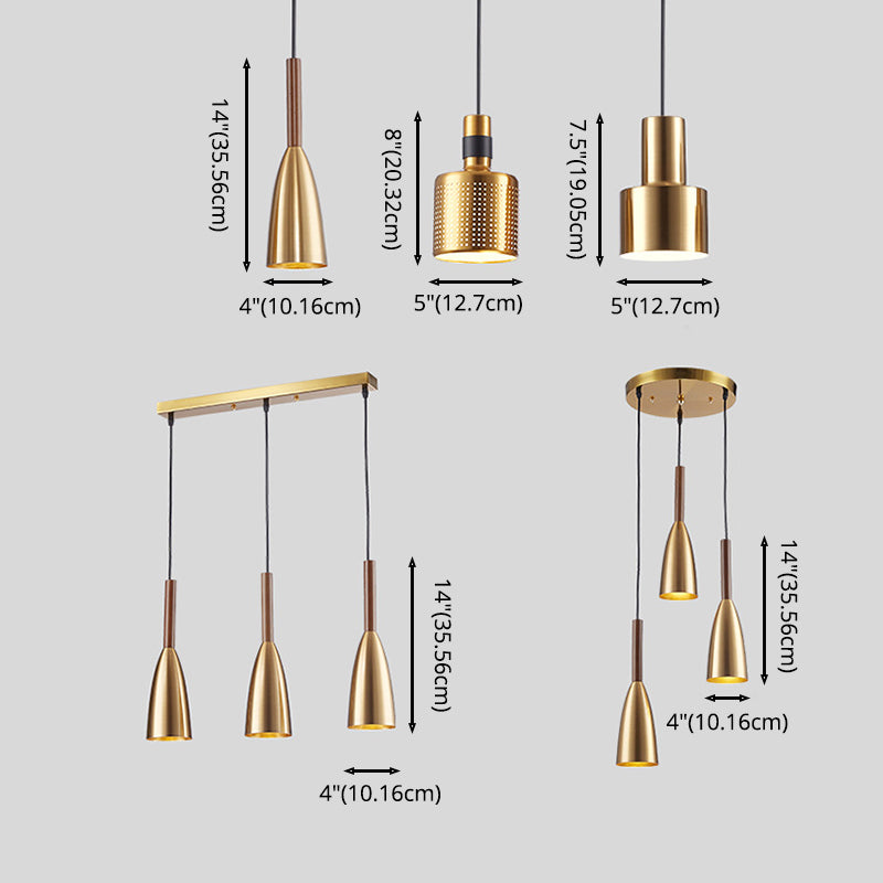 Gold Plated 3-Light Pendant Light Post-modern Metal Hanging Light Fixture for Dining Room