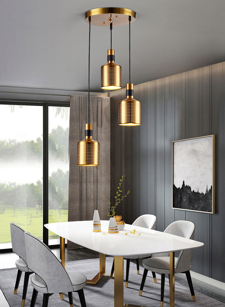 Gold Plated 3-Light Pendant Light Post-modern Metal Hanging Light Fixture for Dining Room