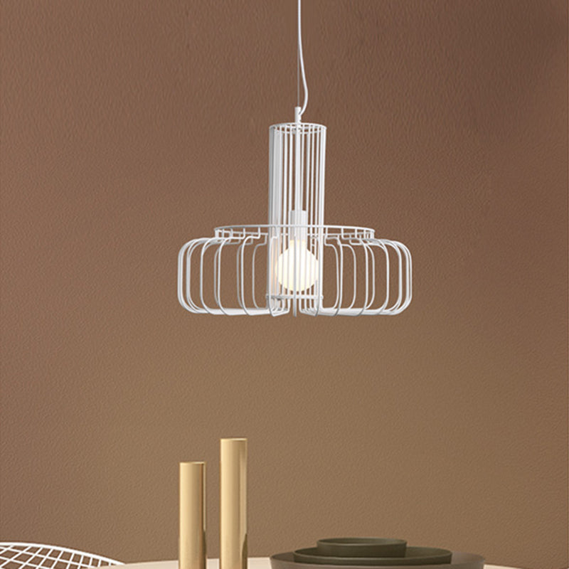 Witte kooi plafond hangende lantaarn loftstijl metaal 1 kop eetkamer ophanging licht