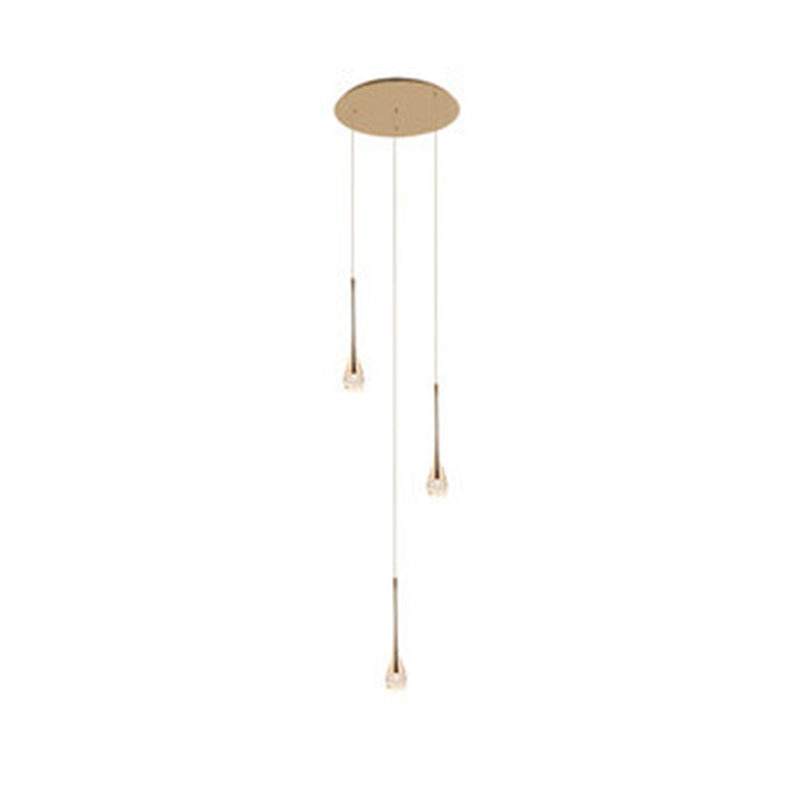 Crystal Rain Shaped Suspension Light Modern Gold LED Pendant Light for Duplex House