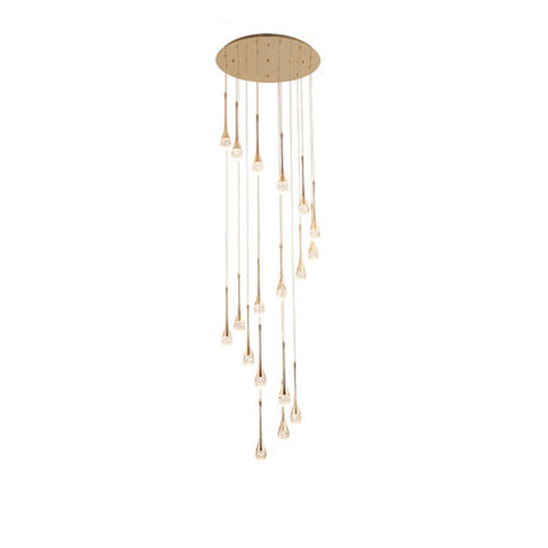 Crystal Rain Shaped Suspension Light Modern Gold LED Pendant Light for Duplex House