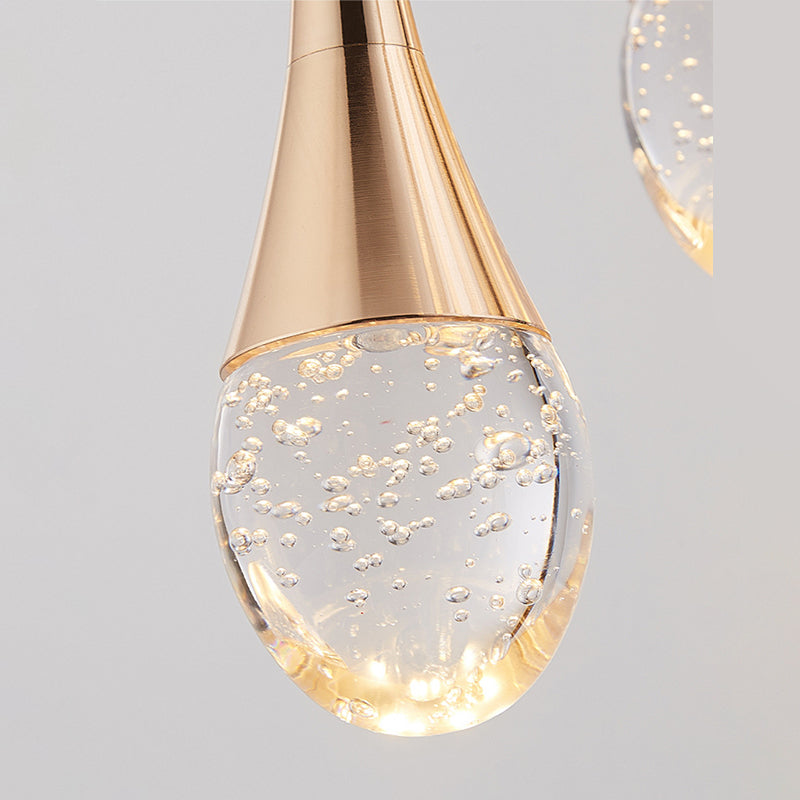 Crystal Rain Shaped Suspension Light Modern Gold LED Pendant Light for Duplex House