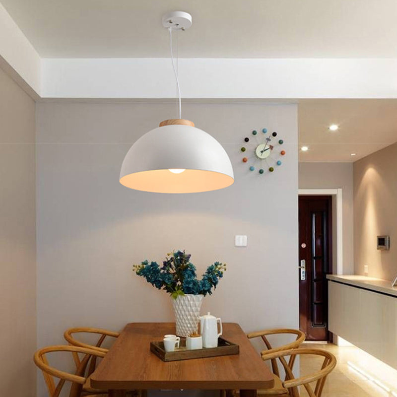 Koepelmetaal hanger verlichting Noordse 1-licht witte plafond ophanging lamp voor restaurant