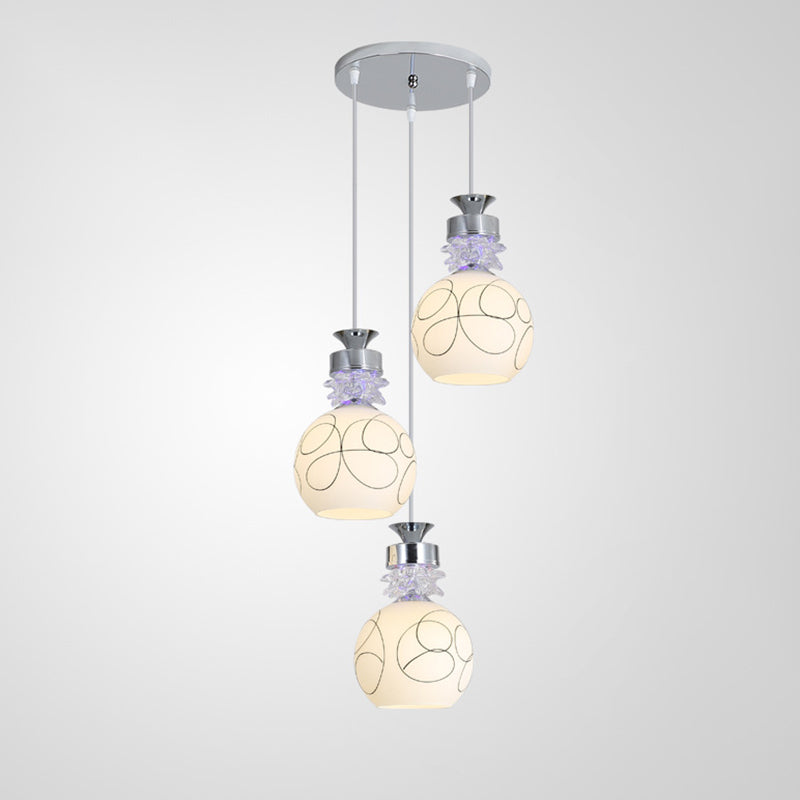 Witglas schaduw 3 lichten hanglampverlichting moderne chroom afwerking plafondarmatuur voor eetkamer