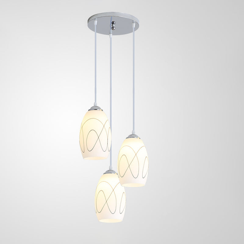 Witglas schaduw 3 lichten hanglampverlichting moderne chroom afwerking plafondarmatuur voor eetkamer