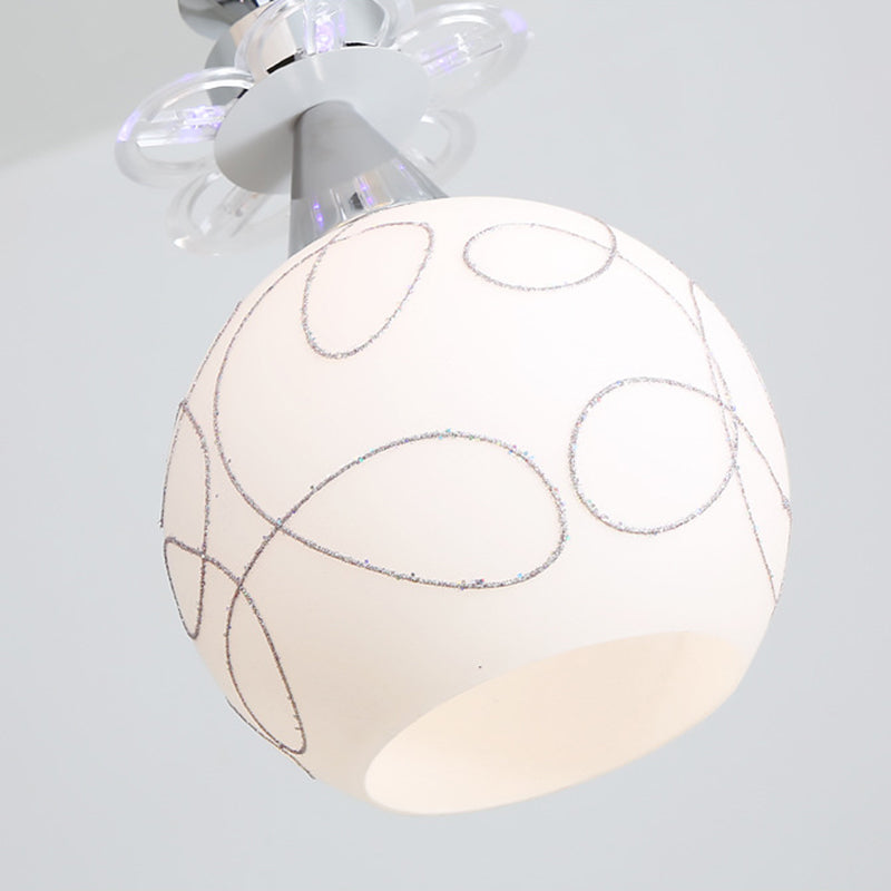 Witglas schaduw 3 lichten hanglampverlichting moderne chroom afwerking plafondarmatuur voor eetkamer