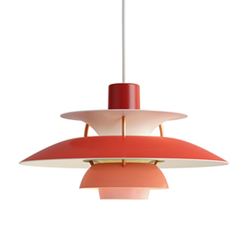 Multilayer Pendant Light Fixture Macaron Aluminum 1-Light Living Room Hanging Light
