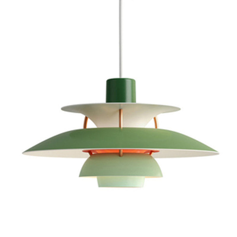 Multilayer Pendant Light Fixture Macaron Aluminum 1-Light Living Room Hanging Light