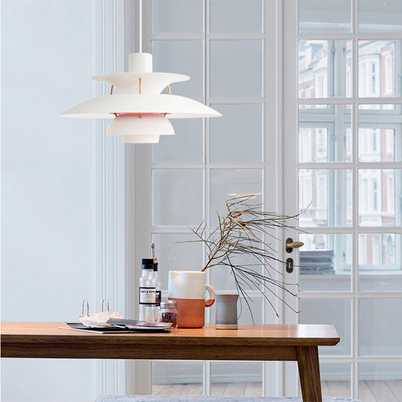 Multilayer Pendant Light Fixture Macaron Aluminum 1-Light Living Room Hanging Light