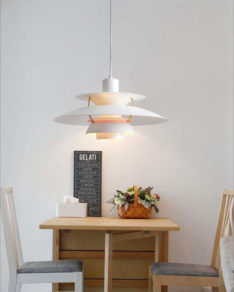Multilayer Pendant Light Fixture Macaron Aluminum 1-Light Living Room Hanging Light