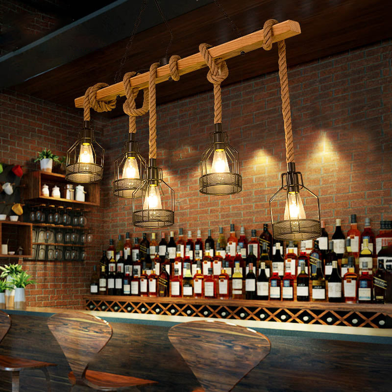 Industrial Linear Island Lighting Chandelier Lighting Hanging Mesh Lamp for Dining Room