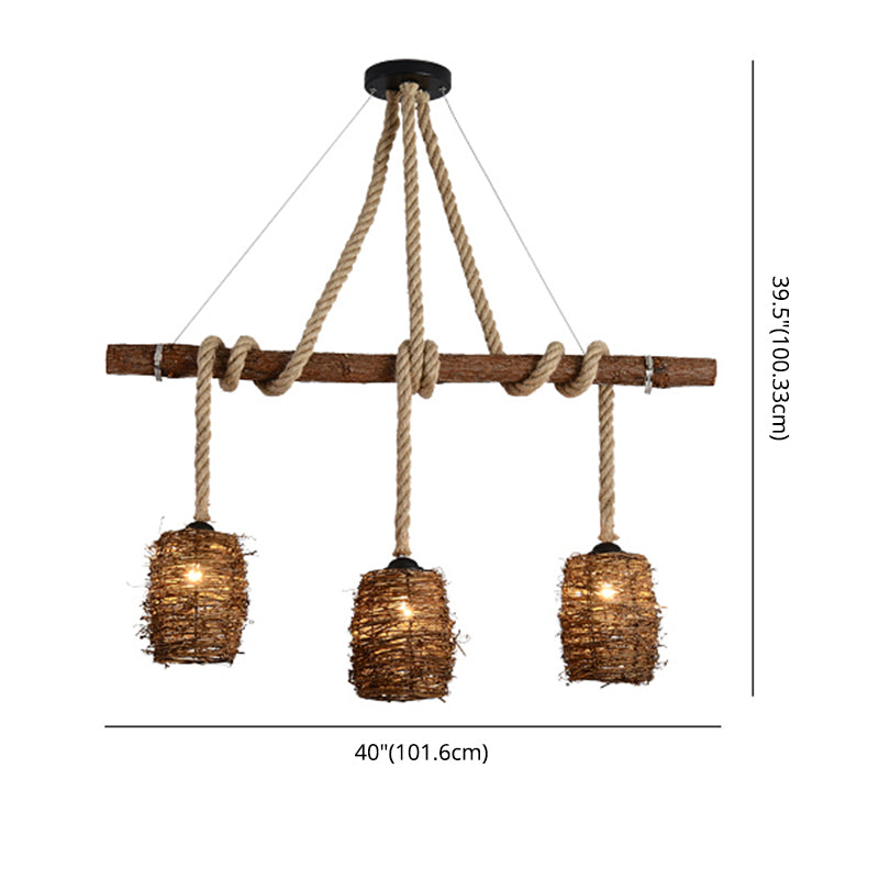 Linear Chandelier Natural Manila Rope Light Vintage Creative Shop Light Room Light
