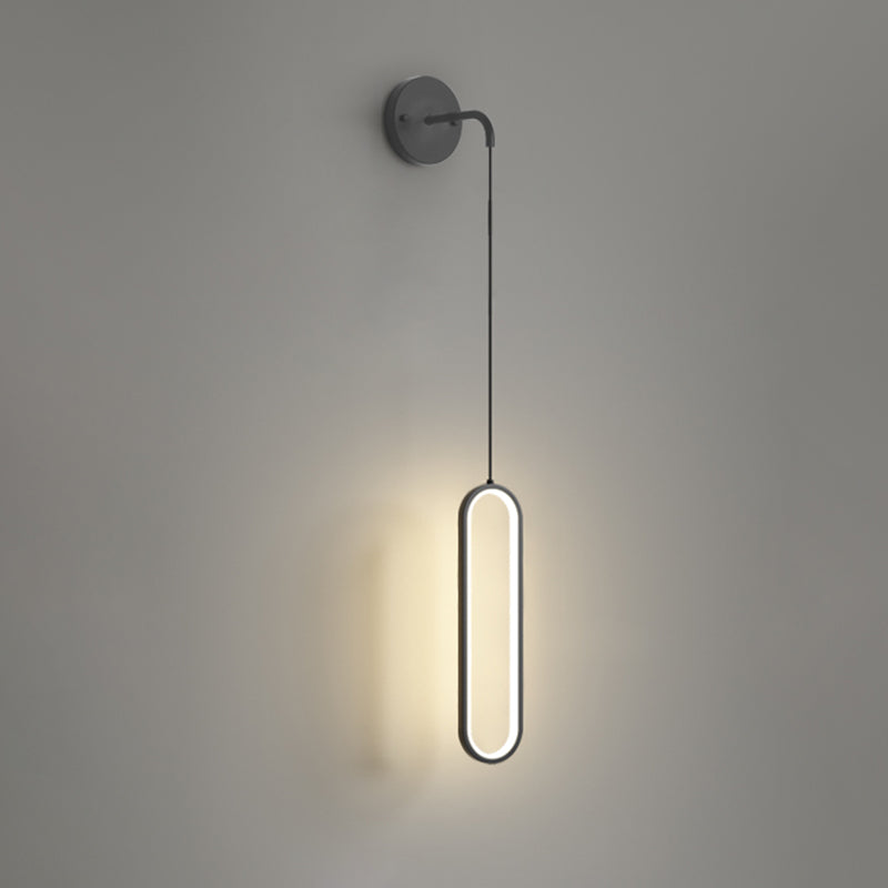 Modern Minimalist Style Oval Wall Mounted Light Fixture Metal 1 Light Wall Sconce Lighting for Bedroom