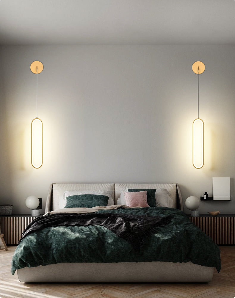 Modern Minimalist Style Oval Wall Mounted Light Fixture Metal 1 Light Wall Sconce Lighting for Bedroom