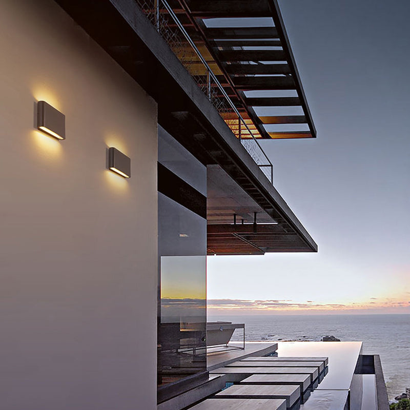 Splicle de pared LED de aluminio negro con esmerilado estilo moderno estilo de montaje en pared impermeable al aire libre