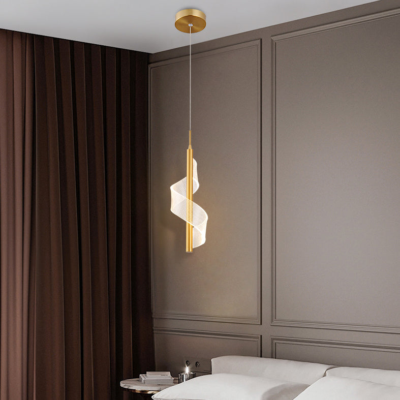 Eenvoud Spiraal hanglamp Acryl Bedide Led Hangly Light armatuur in goud