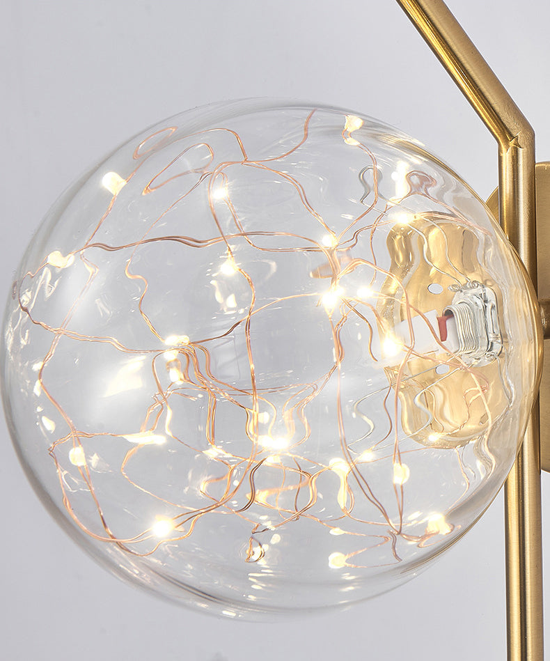 Transparent Globe Glass Bedside Lamp Nordic Style LED Lights String Stairs Sconce Light with Metal Fixed Arm