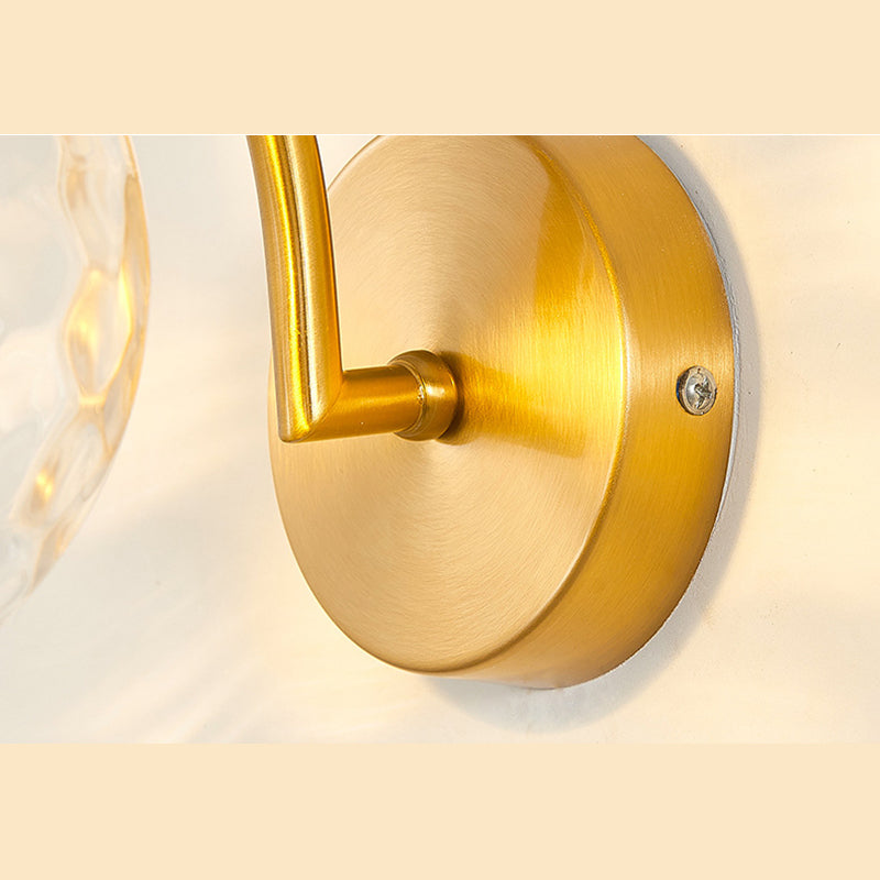 Luce da parete globo in vetro a 1 luce Nordic Luce da letto 7,5 "H Apparecchio di illuminazione con braccio in metallo ad arco