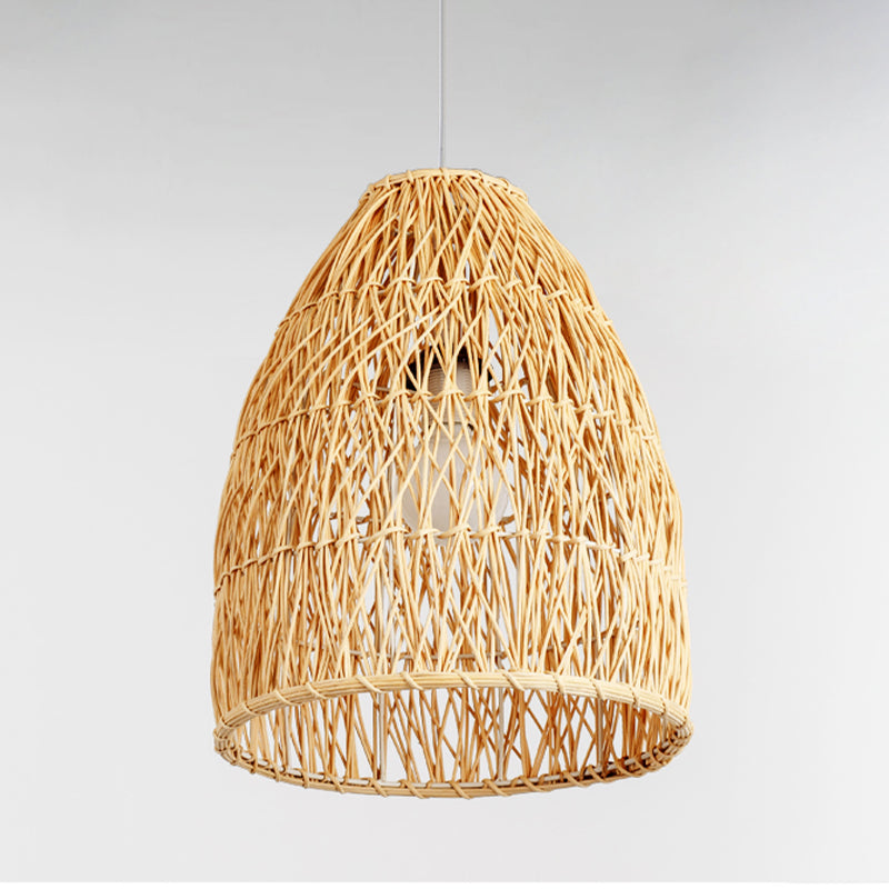 12.5 "/16" W Kit de luz de cono alargado Bambú contemporáneo 1 Lámpara de colgante de restaurante ligero en beige