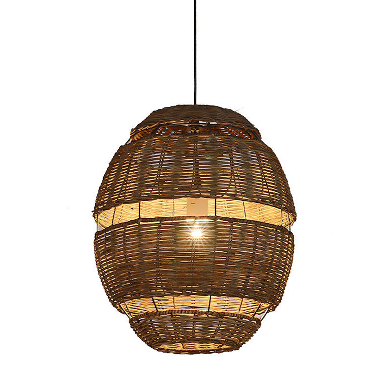 14 "/18" /21.5 "W Bamboo Globe hängende Anhänger Asia Style 1 Licht Decke Licht in Brown für das Restaurant