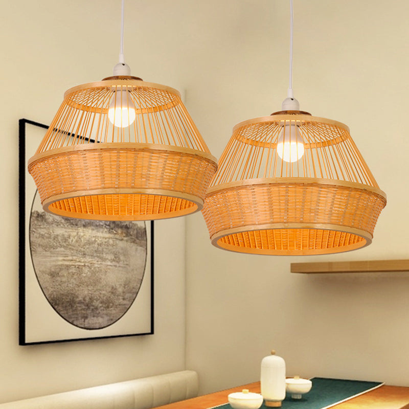 Baneta de beige colgante techo luz Asia estilo 1 accesorio de iluminación colgante de bambú de luz para comedor