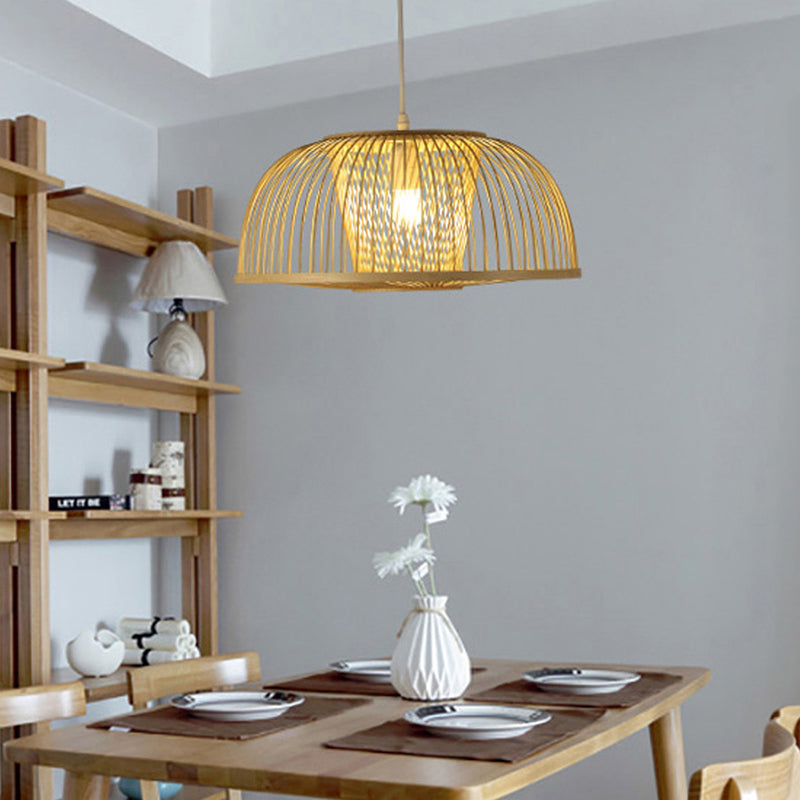 Domed eetkamerophanging hanger bamboe 1 licht modern hangende lichtkit in beige