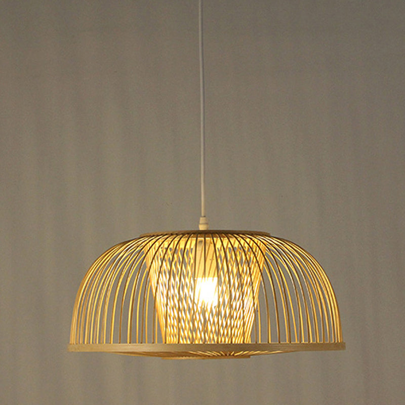 Domed eetkamerophanging hanger bamboe 1 licht modern hangende lichtkit in beige