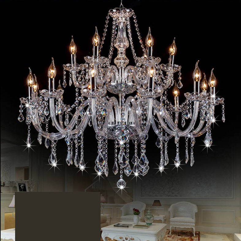 Clear Beveled K9 Crystal Chandelier Light European Style Candlestick Suspended Lighting Fixture