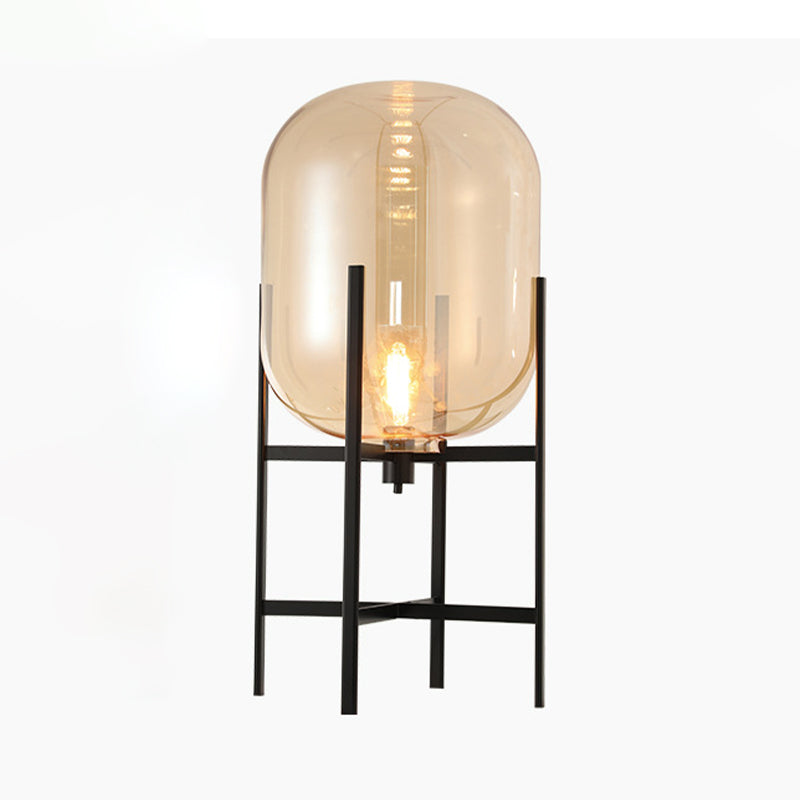 Bubble Desk Lamp Contemporary Amber/Smoke Gray Glass 10.5"/15" Wide 1 Light Black Task Lighting
