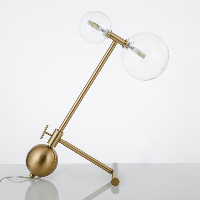 Globe Night-bureaulamp Minimalistische metalen LED-gouden tafellamp voor nachtkastje met voet