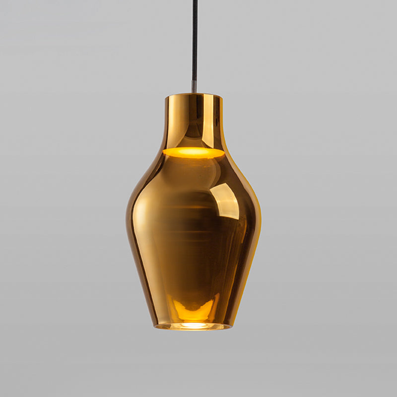 Urn Hanging Light Contemporary Gold Glass 1 Head Pendant Lighting Fixture, 6.5"/8.5" Wide