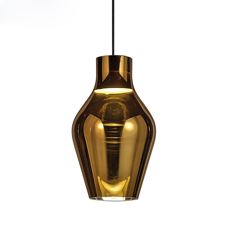 Urn Hanging Light Contemporary Gold Glass 1 Head Pendant Lighting Fixture, 6.5"/8.5" Wide