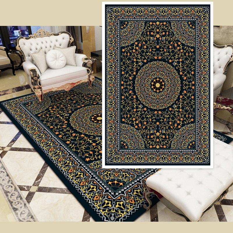 Elegant Red Tone Moroccan Concentric Circles Rug Polyester Traditional Carpet Stain Resistant Rug for Living Room
