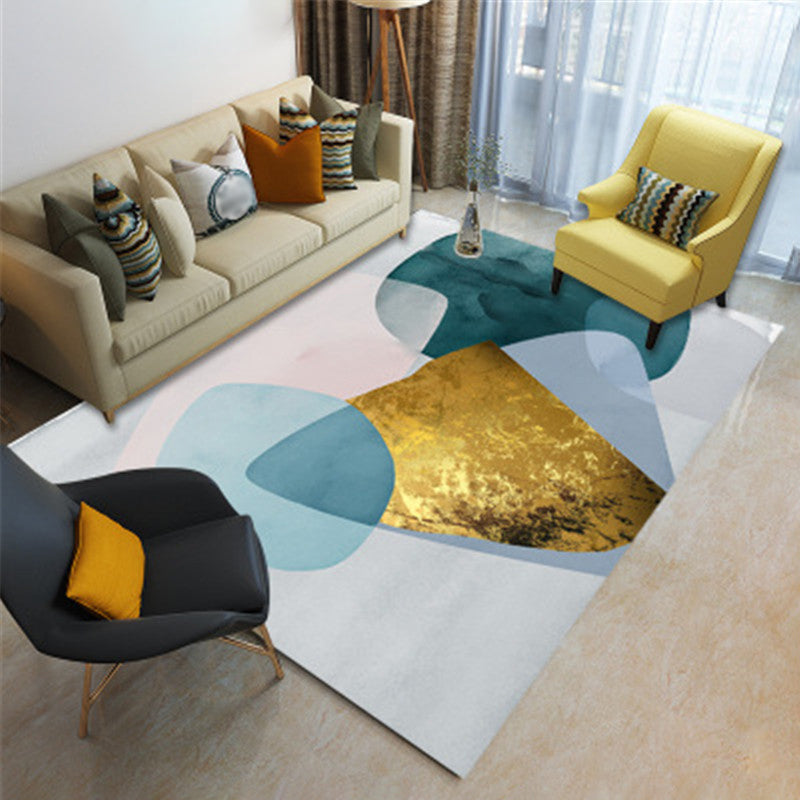 Contemporary Indoor Rug Polyester Abstract Printing Rug Washable Carpet for Living Room
