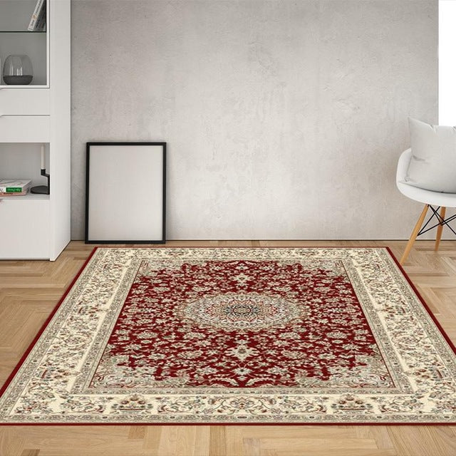 Tone rouge tapis fleur octogone Polyester tapis en détresse tapis intérieur de support antidérapant pour le salon