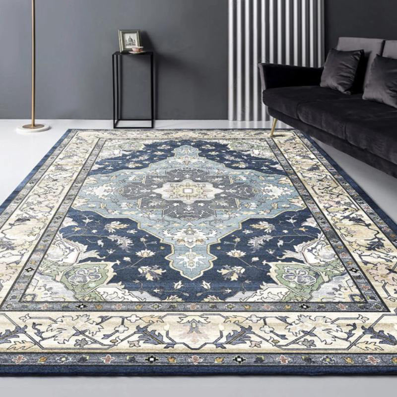 Retro Moroccan Print Area Carpet Red Tone Polyester Rug Washable Carpet for Home Decoration