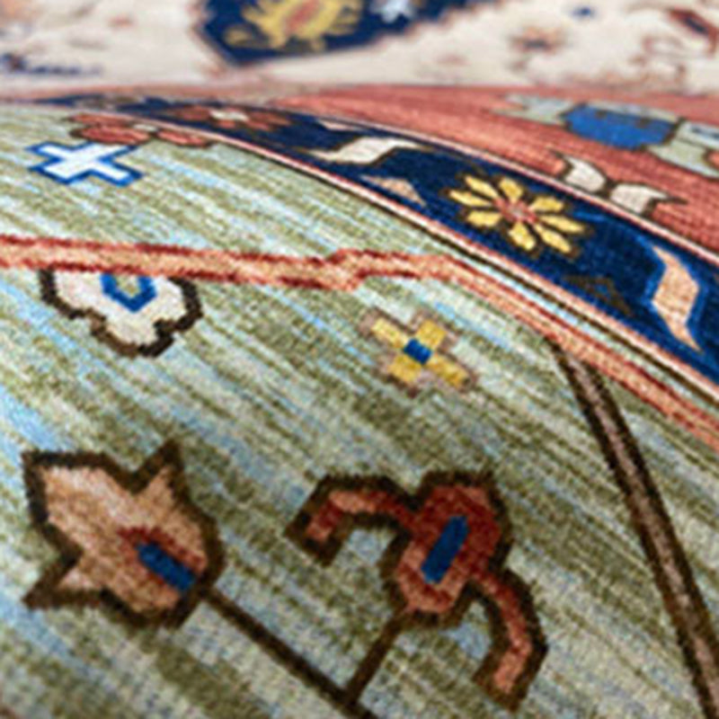 Rouge intérieur traditionnel rouge polyester marocain tapis fleur octogonal