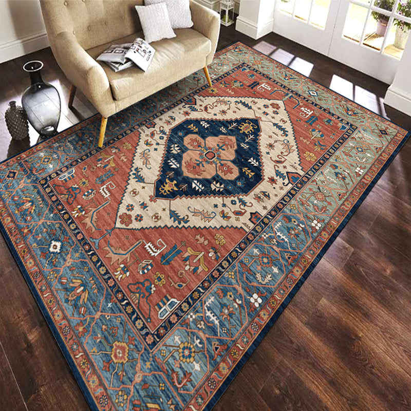Couleur marocain Concentric Circles Rapis Polyester Tapis en détresse Tapis sans glissement Rapier intérieur pour le salon